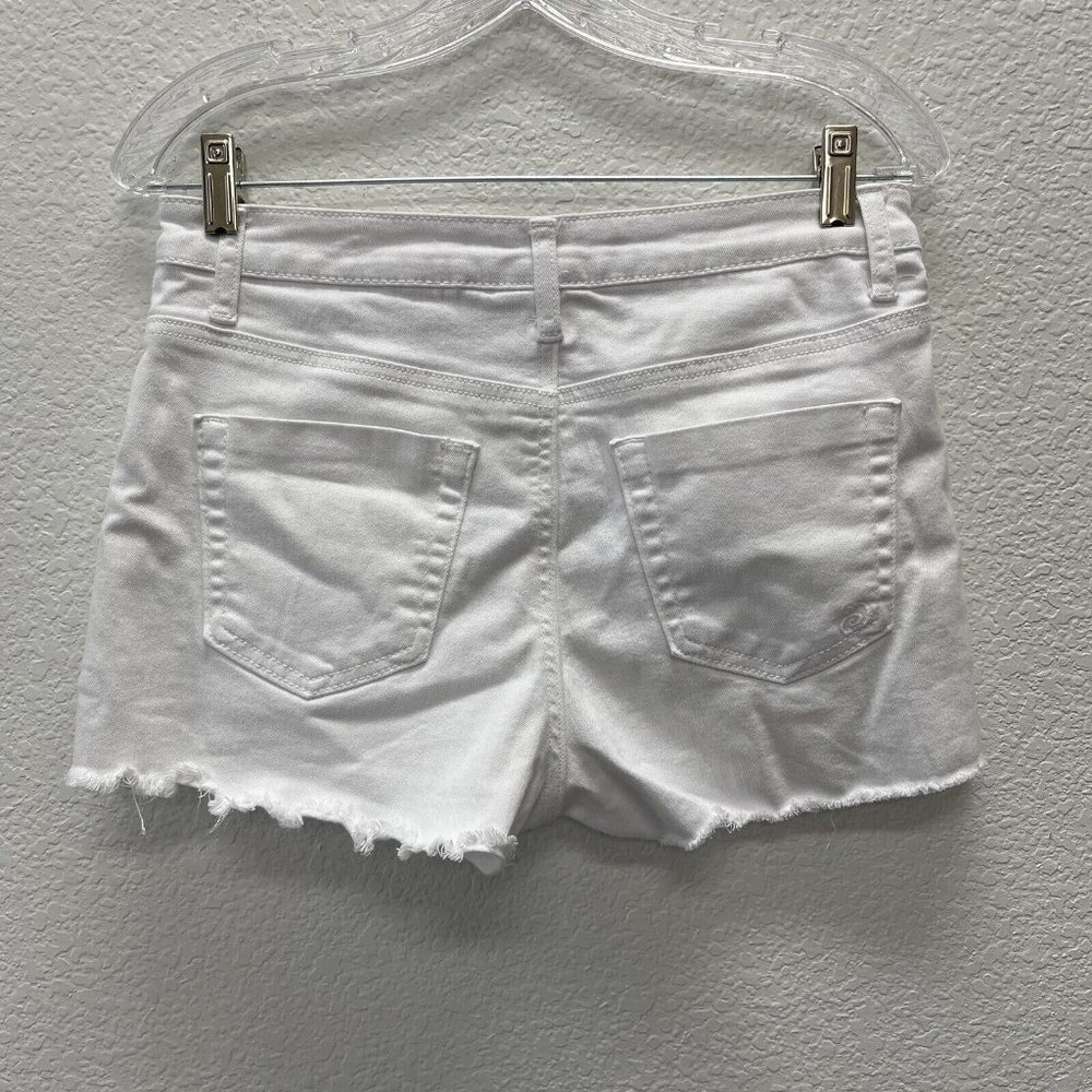 Indigo Rein Womens Juniors Shorts 9 28 Mid Rise Cut Off Stretch Jeans White - Picture 3 of 6